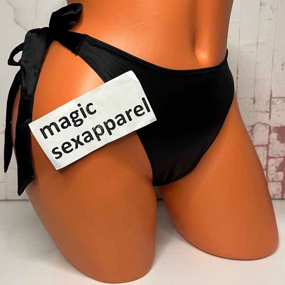 VS S M L NAUGHTY SATIN BOWS EMBROIDERY WAIST SIDE TIE CHEEKY PANTY VERY SEXY - Picture 2 of 2